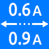 محدوده کاری از ۰.۶ تا ۰.۹ آمپر - Working Current Range 0.6 to 0.9 amps