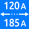 محدوده کاری از ۱۲۰ تا ۱۸۵ آمپر - Working Current Range 120 to 185 amps