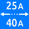 محدوده کاری از ۲۵ تا ۴۰ آمپر - Working Current Range 25 to 40 amps