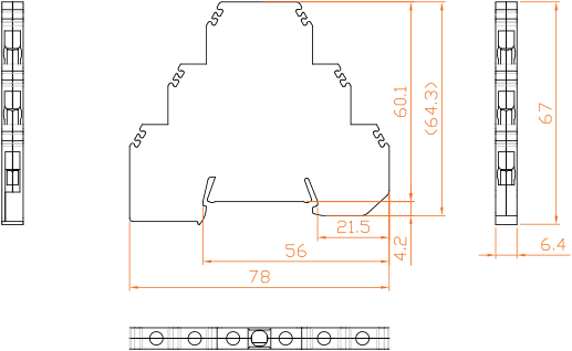 ابعاد ترمینال ریلی سه طقبه ۴ رعد پیچی | DRTP4